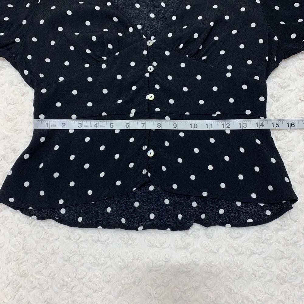 Aritzia Wilfred New Prairie Blouse Black White Polka Dot Sz S - Picture 13 of 14